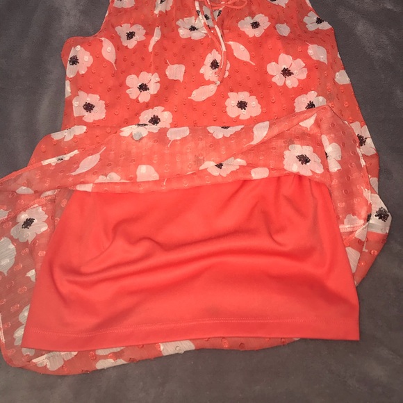 🦋2 for $15 - Orange Floral Fancy Tank Top - Picture 3 of 4